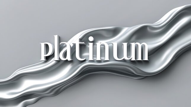 Textured typography of the word platinum on a sleek metallic backdrop