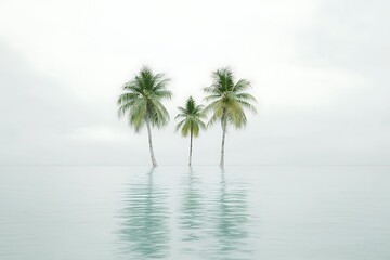 Obraz premium Palm Trees in a Flooded Landscape