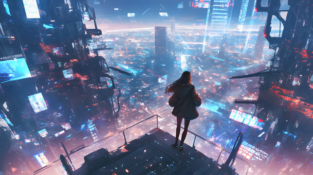 The AndroidReplicant cyberpunk character illustration
