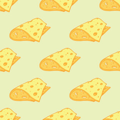 Seamless pattern with cheese doodle for decorative print, wrapping paper, greeting cards, wallpaper and fabric