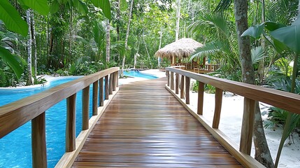 Peaceful Nature Trail Leading to Wellness Retreat Surrounded by Lush Greenery and Serenity