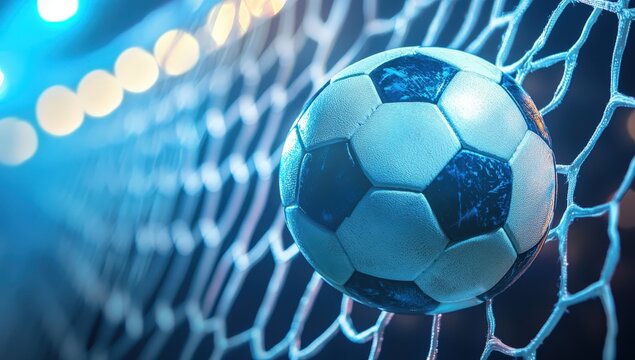 A soccer ball is skillfully rolling into the goal net during play