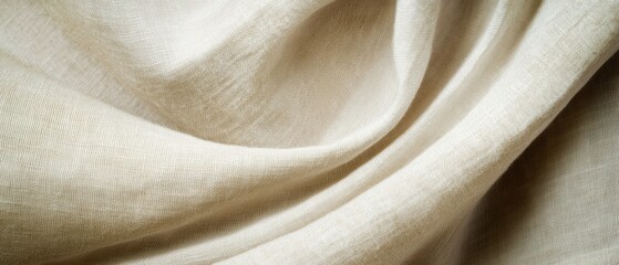 Soft Beige Fabric Texture Draped in Elegant Waves on White Background