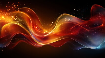 Fototapeta premium Abstract Fiery Wave with Glowing Particles: A Digital Artwork
