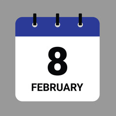 Vector illustration of a calendar icon showing dates and events. FEBRUARY 1 Calendar Icon – Flat Design, Minimalist Date Illustration