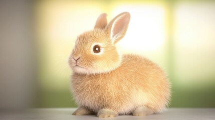 Adorable Fluffy Baby Bunny Rabbit Sitting on White Surface Soft Fur Easter Animal