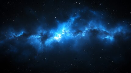 Fototapeta premium Celestial Nebula Cosmic Blue Hues Across Dark Space