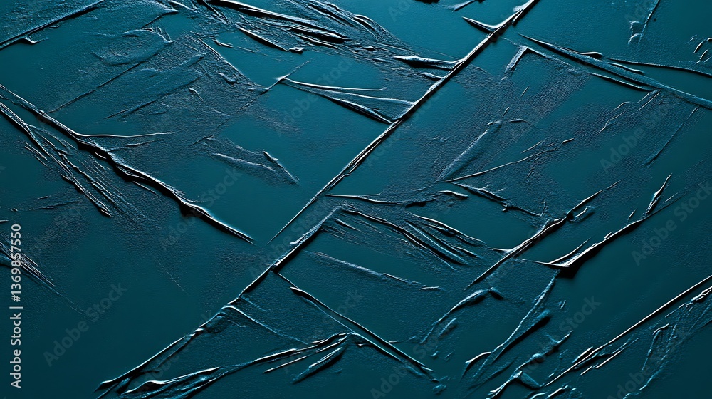 Poster angular textured blue surface with linear patterns and geometric shapes
