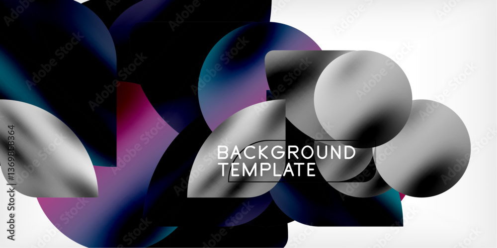 Poster Bright circles with shadows abstract background