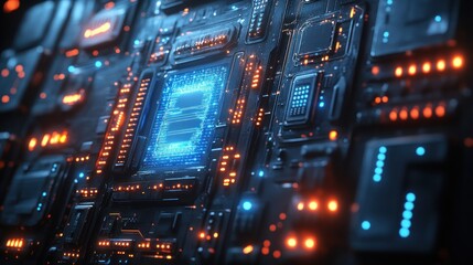 Fototapeta premium Futuristic Circuit Board: A Close-Up View of Advanced Technology
