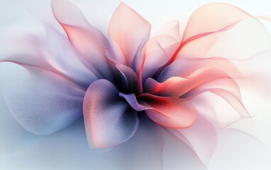 Abstract flower design with soft, flowing petals in shades of pink, purple, and orange.