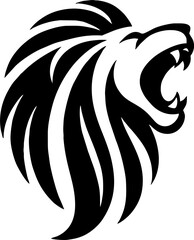 Minimalist lion silhouette logo, bold vector design, strong and elegant, perfect for branding on white background

