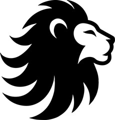 Minimalist lion silhouette logo, bold vector design, strong and elegant, perfect for branding on white background

