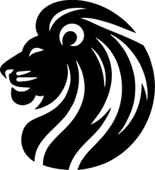 Minimalist lion silhouette logo, bold vector design, strong and elegant, perfect for branding on white background

