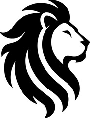 Minimalist lion silhouette logo, bold vector design, strong and elegant, perfect for branding on white background

