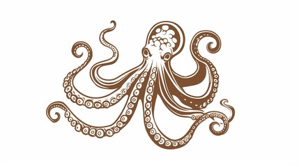 An octopus icon with tentacles curling outward, depicted in an elegant line drawing on a white background.