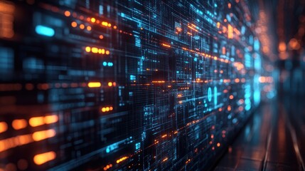 Abstract Digital Data Flow: A mesmerizing visualization of binary code in motion, showcasing the intricate beauty of digital information streams.