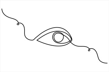Eye continuous one line art drawing with isolated simple vector icon