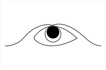 Eye continuous one line art drawing with isolated simple vector icon