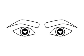 Eye continuous one line art drawing with isolated simple vector icon