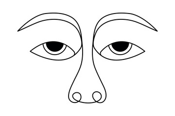 Eye continuous one line art drawing with isolated simple vector icon