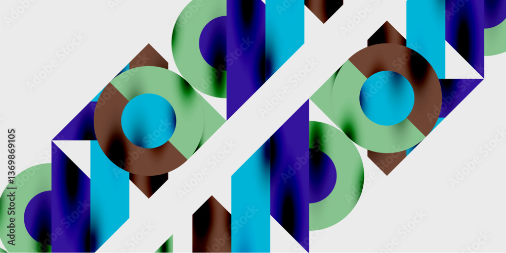 Aufkleber modern abstract background featuring circles, lines, and triangles in a dynamic geometric compositio