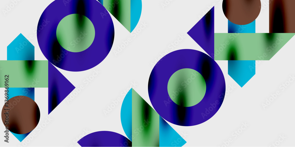 Aufkleber Modern abstract background featuring circles, lines, and triangles in a dynamic geometric composition. Perfect for stylish, tech, or creative-themed designs
