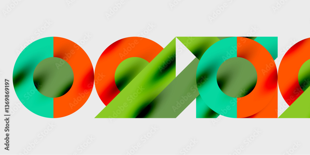 Aufkleber Modern abstract background featuring circles, lines, and triangles in a dynamic geometric composition. Perfect for stylish, tech, or creative-themed designs