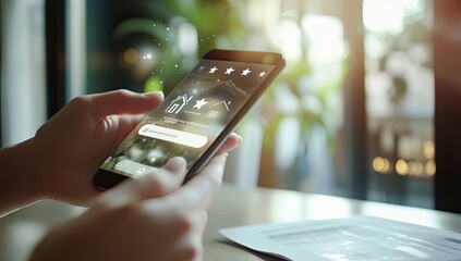 Mobile phone displaying a real estate search app