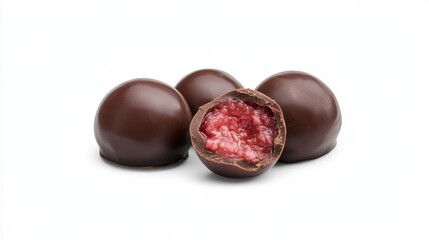 Chocolate Covered Cherry Cordials on White, candy , dessert