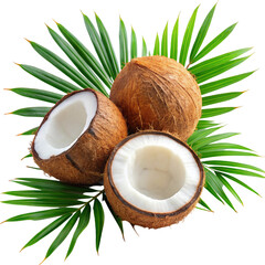 coconut with green leaves
