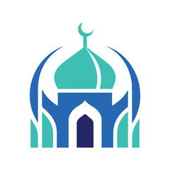 Islamic Architecture: A symbolic illustration of a mosque, representing faith, culture, and heritage. The detailed design features a dome and crescent moon.