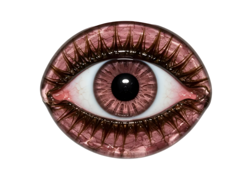 Intricate Close-Up of a Realistic Decorative Eye Sculpture Featuring Vibrant Pink and Brown Coloring for Artistic Display and Collectible Purposes