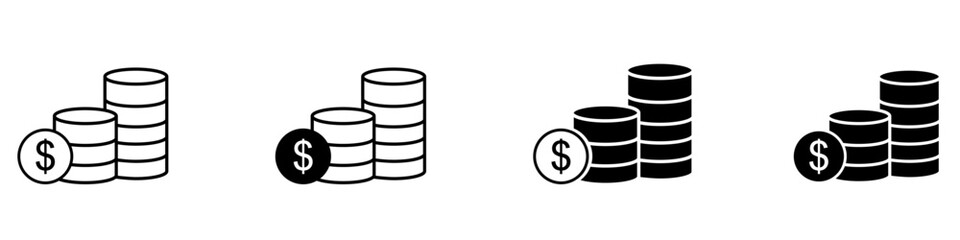 Money and finance icon vector set. Interest and taxes illustration sign collection. Budget and income symbol or logo.