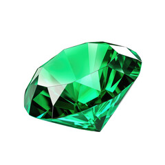 Vibrant Green Gem on transparent background