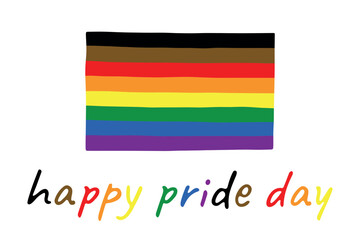 Fototapeta premium Colorful Gay pride flag Happy pride day LGBTQ community Pride Month Vector hand drawn doodle for posters, stickers, logo, cards