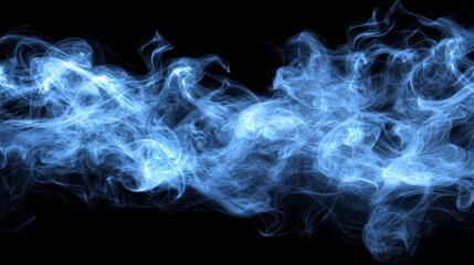 Mystical Blue Smoke Patterns Against a Black Backdrop