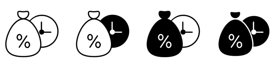 Money and finance icon vector set. Interest and taxes illustration sign collection. Budget and income symbol or logo.