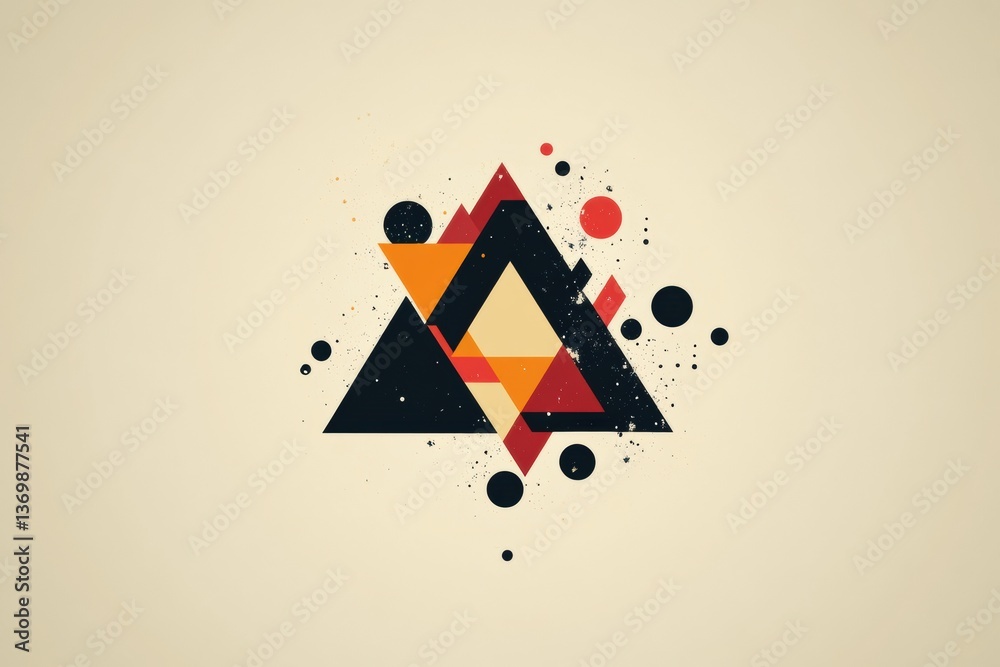 Aufkleber Dynamic and modern geometric logo design featuring triangles and circles in a stylish color palette for creative branding purposes