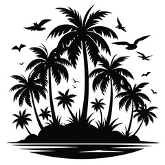Fototapeta premium Black palm trees silhouette vector illustration