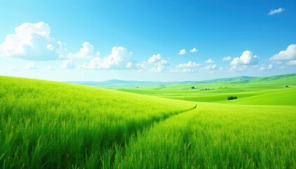 Expansive grassland, cloudless sky stretches endlessly , sun, outdoor