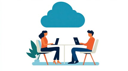 Fototapeta premium Hybrid Work Environment with Remote Employees Embracing Collaboration and Technology