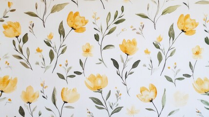Delicate Yellow Flowers on a White Background