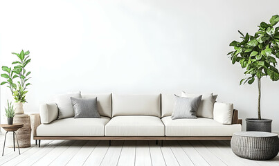 Sunny Scandinavian Apartment with Wooden Elements and Plaster Walls 3D Illustration