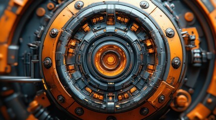 Futuristic Orange and Gray Tech Engine