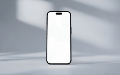 Front view of a stylish smartphone with a blank screen, emphasizing its modern design against a light backdrop.