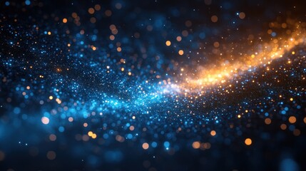 Obraz premium Abstract Blue and Orange Glimmering Particle Wave