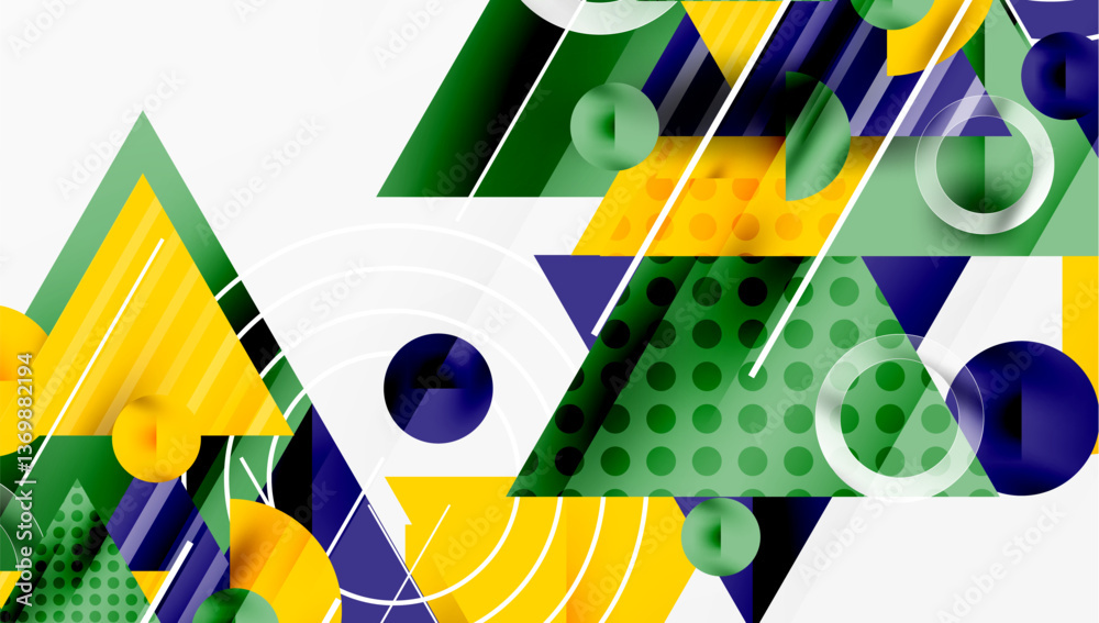 Poster Sleek abstract background - layered triangles with vibrant gradient tones. Semi-transparent shapes add depth and contemporary aesthetic