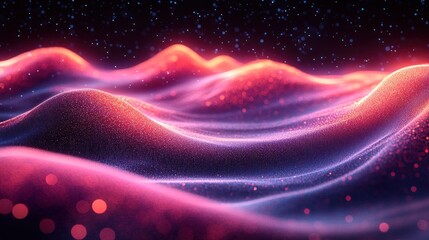 Fototapeta premium Abstract Red and Blue Glowing Particle Waves