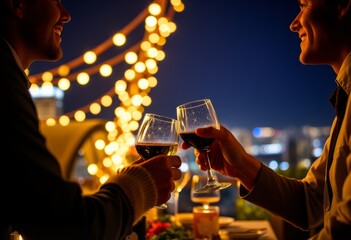 On a rooftop garden enjoying a romantic dinner under the stars D
